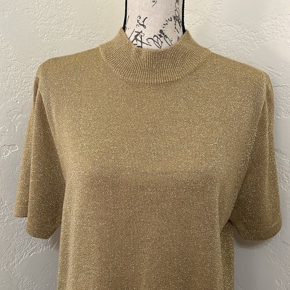 Draper's & Damon's Shimmer Mock Neck Blouse Shimmer Size Large - Picture 3 of 15